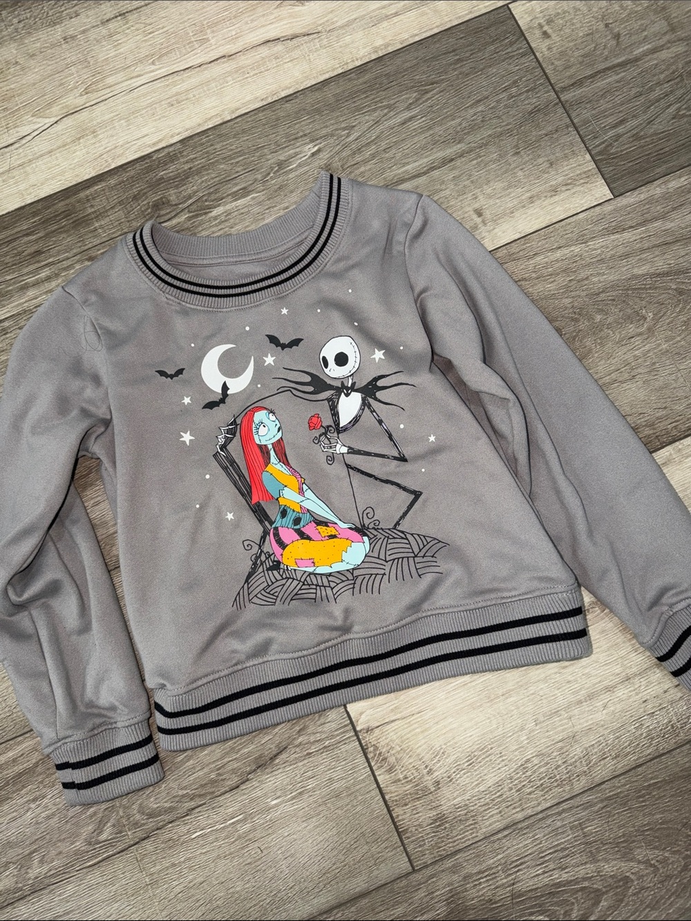 Disney Gray Themed 'Night Characters' Graphic Sweater for Kids